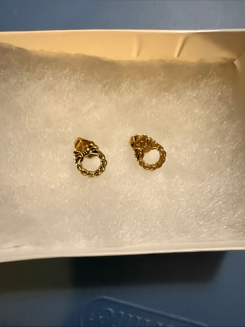 Gold Christmas Wreath Stud Earrings